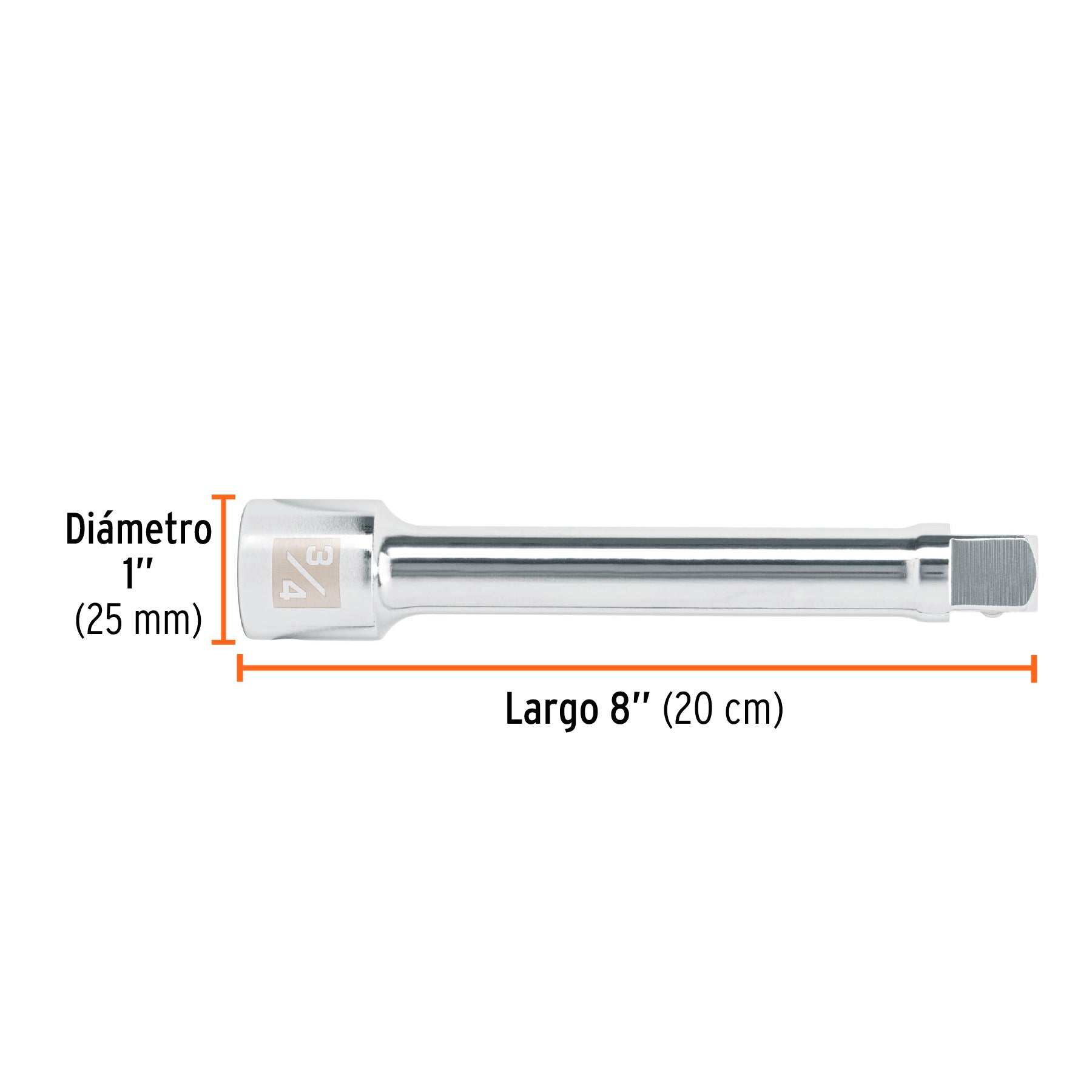 Extensión de 8" para matraca, para dados cuadro 3/4"