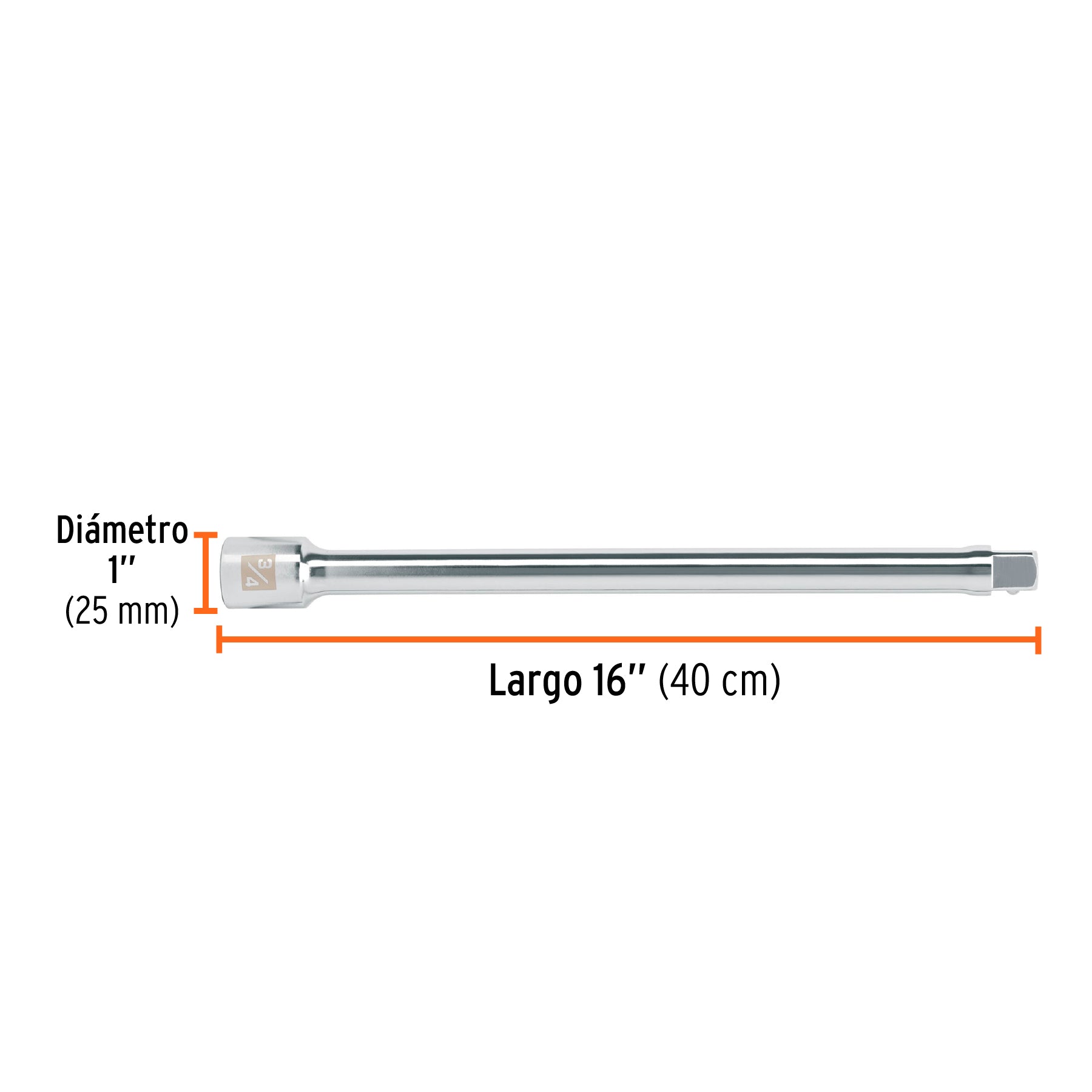 Extensión de 16" para matraca, para dados cuadro 3/4"