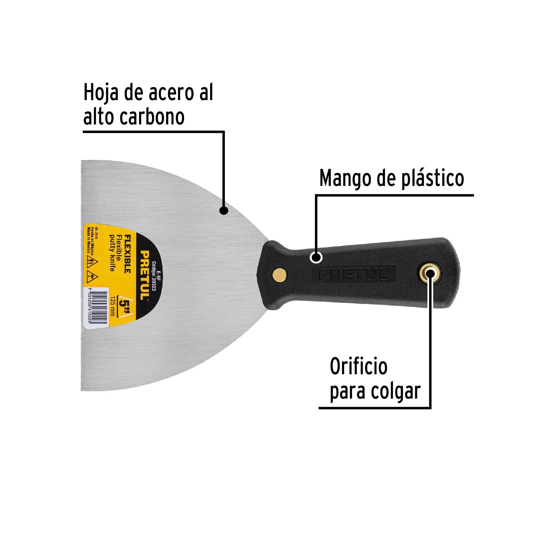 Espátula 5", flexible, Pretul