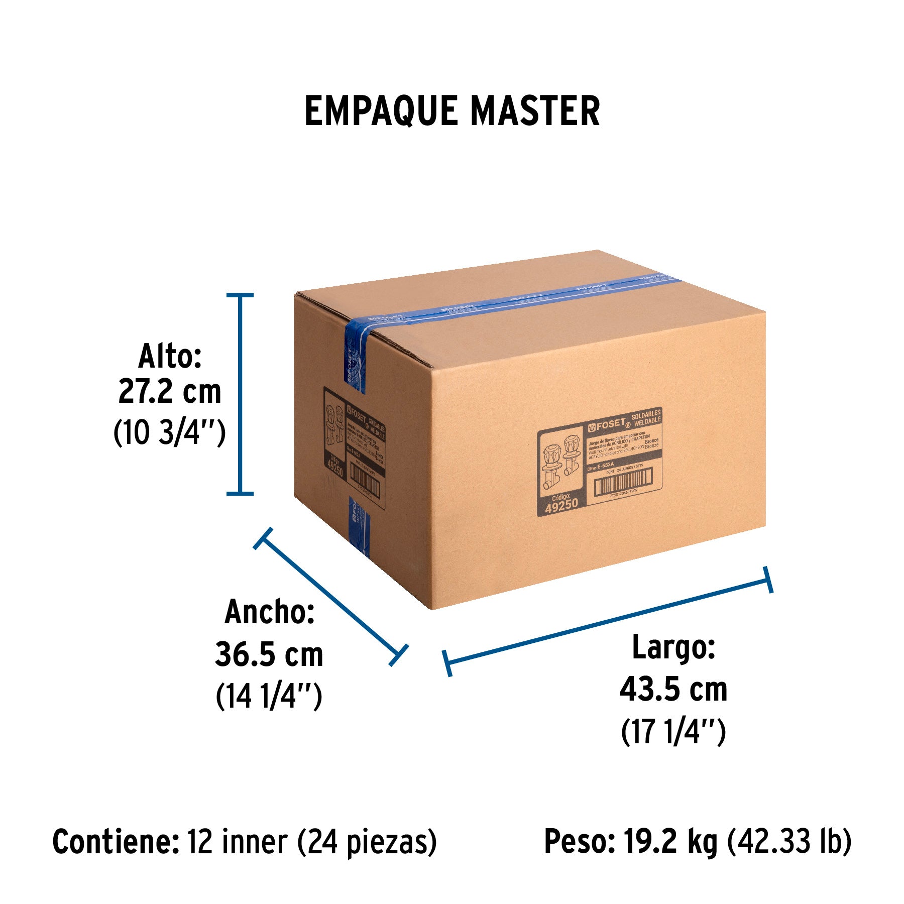 Juego 2 llaves empotrar, regadera, soldables, acrílico,Basic