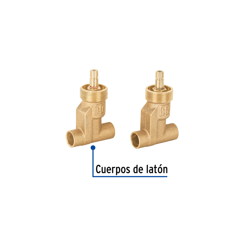 Juego 2 llaves empotrar soldables, cerámico de 1/4 vuelta