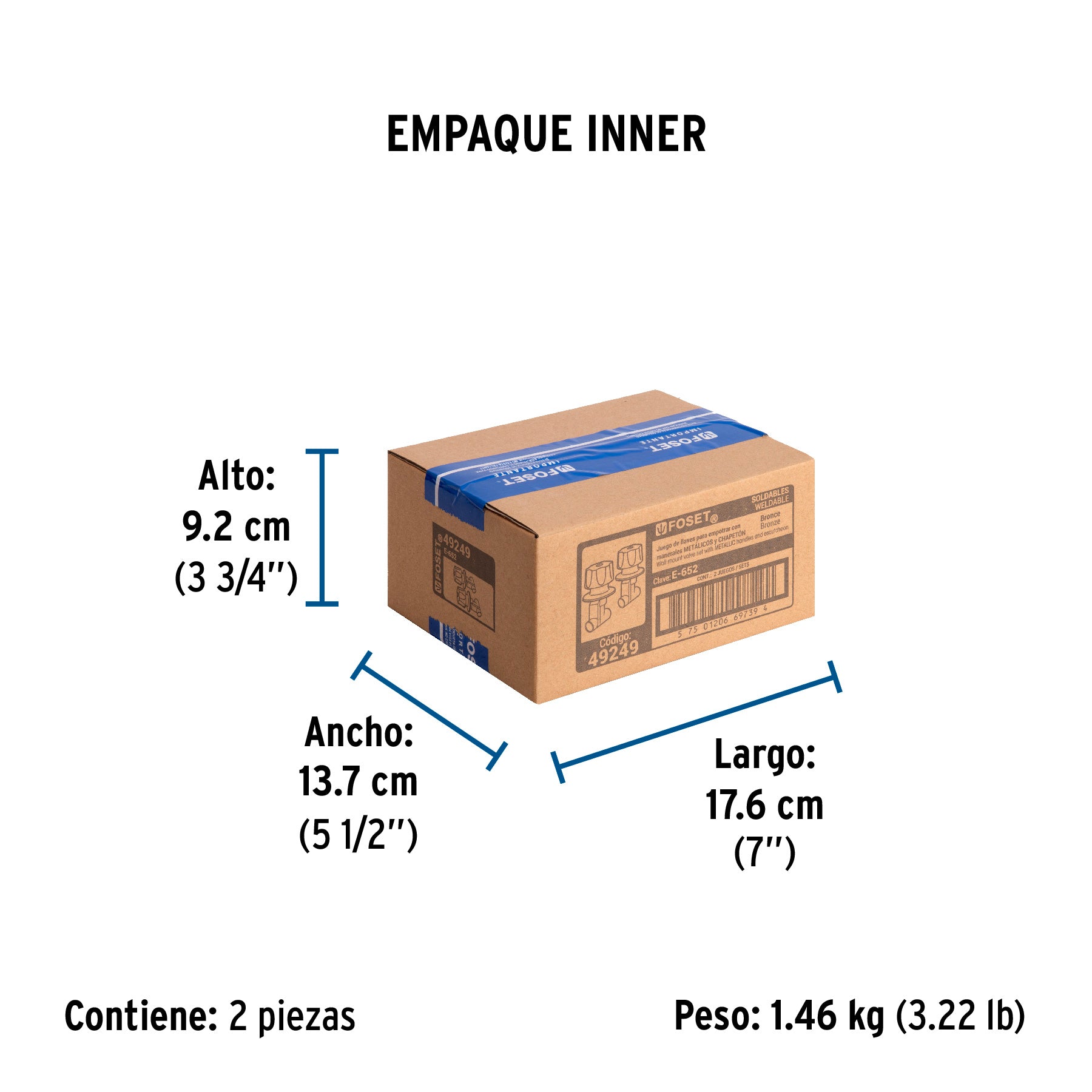 Juego 2 llaves empotrar, regadera, soldables, cubo, Basic