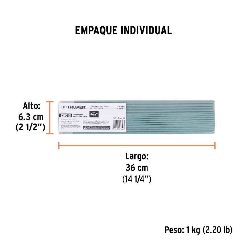 Electrodo 6013 de 3/32", bolsa de 1 kg