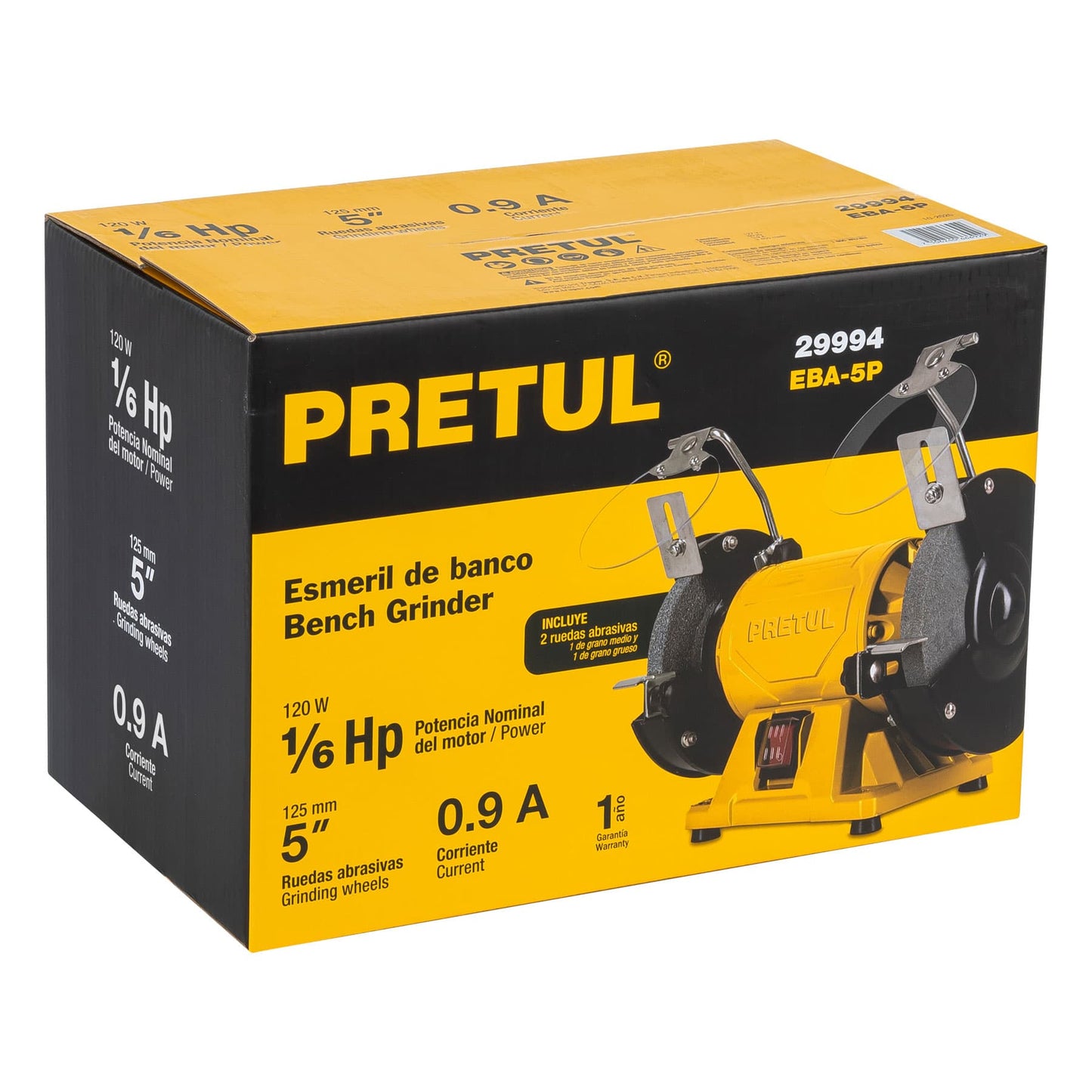 Esmeril de banco de 5" de 1/6 Hp Pretul