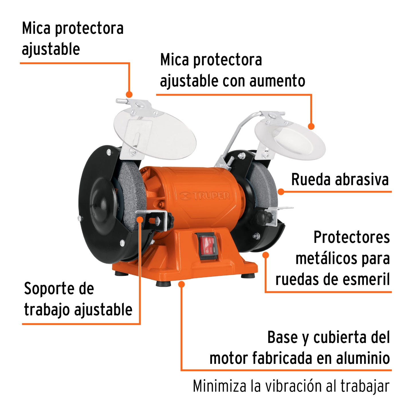 Esmeril de banco de 5" de 1/4 Hp