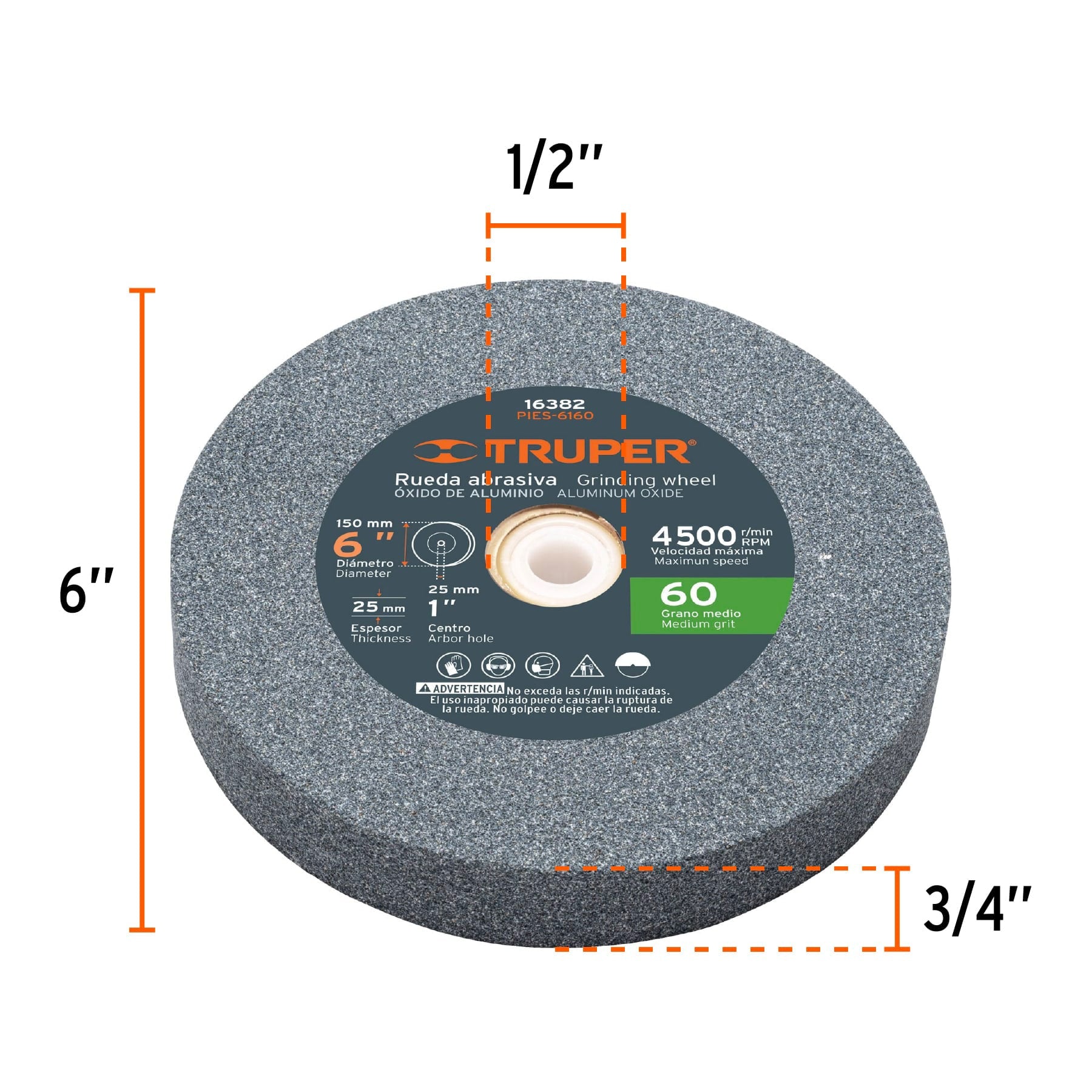 Esmeril de banco de 6" de 1/2 Hp