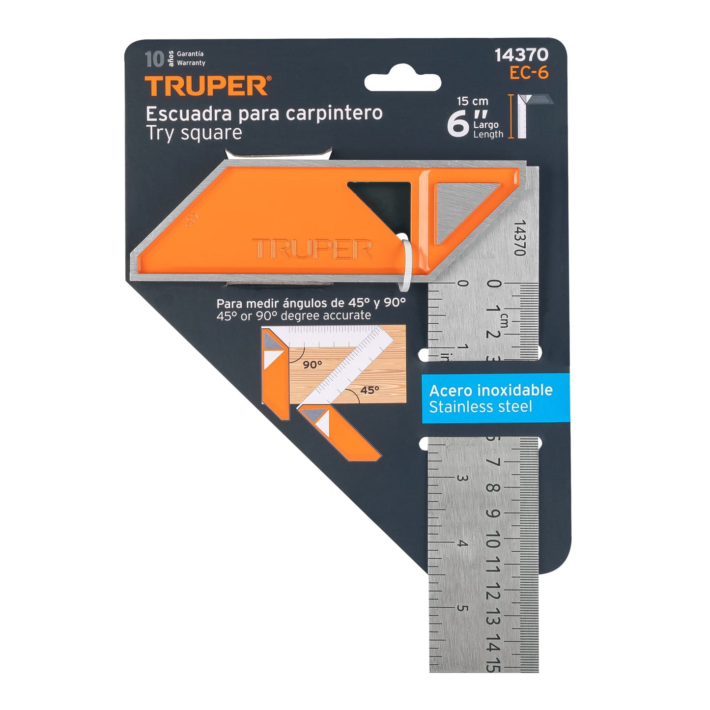 Escuadra para carpintero, 6"