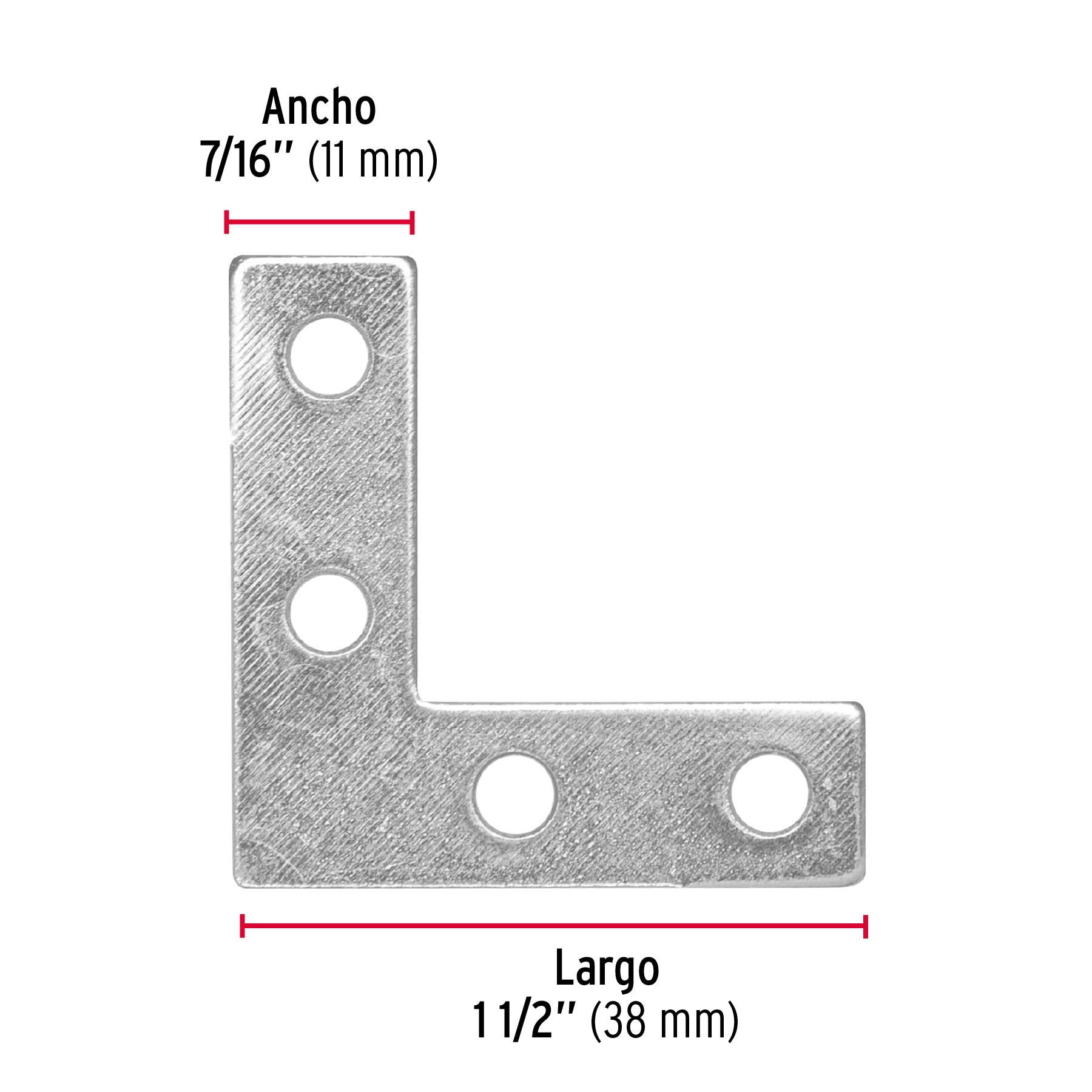 Escuadra cantonera, 1-1/2" x 1-1/2"