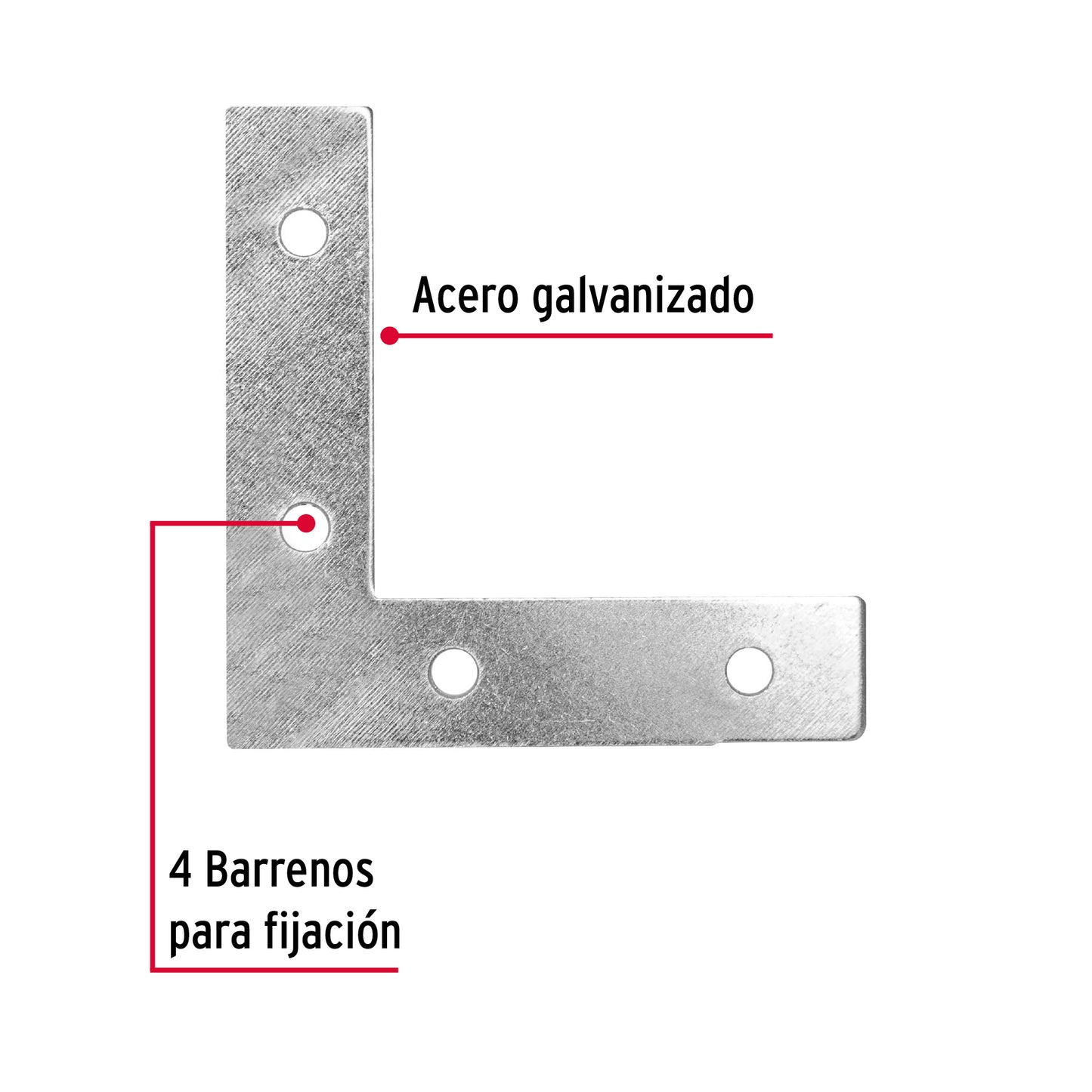 Escuadra cantonera, 2-1/2" x 2-1/2"