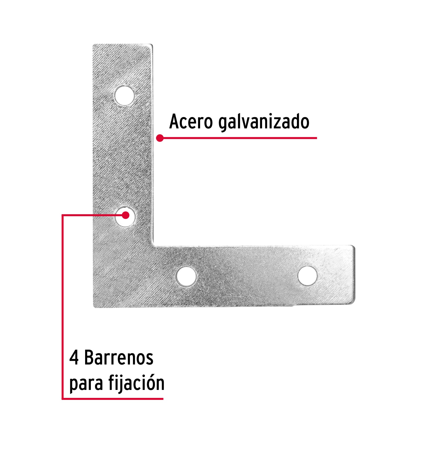 Escuadra cantonera, 2-1/2" x 2-1/2"