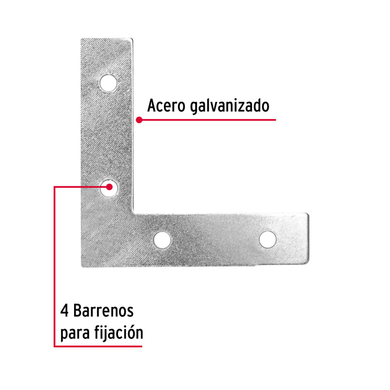Escuadra cantonera, 2-1/2" x 2-1/2"