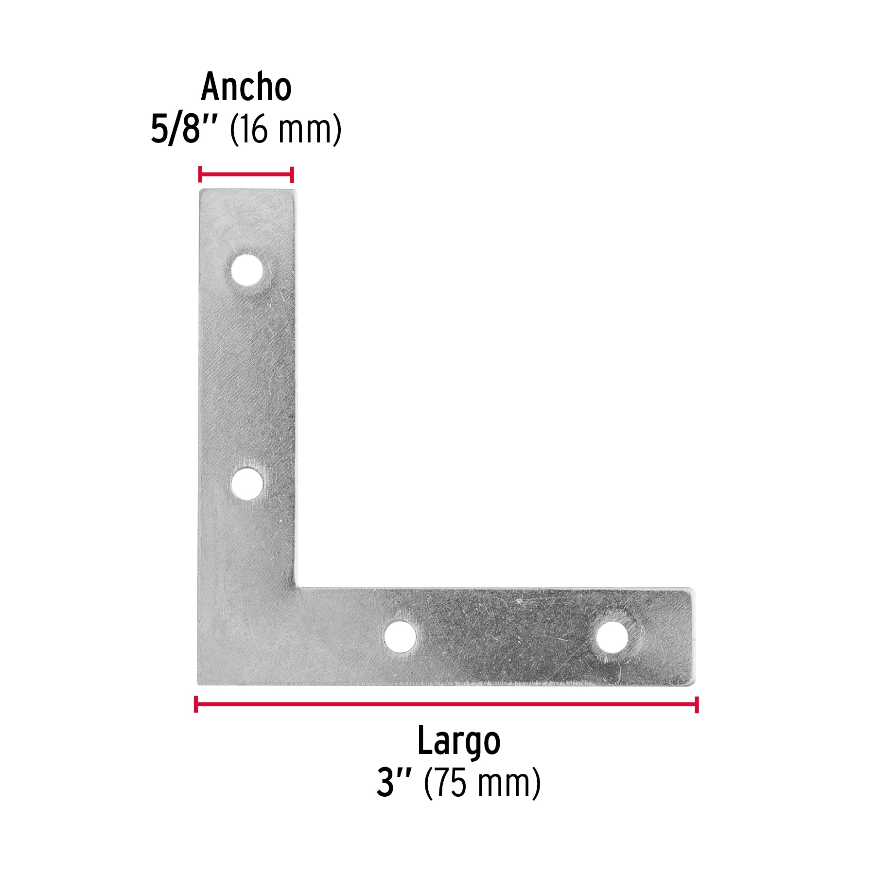 Escuadra cantonera, 3" x 3"