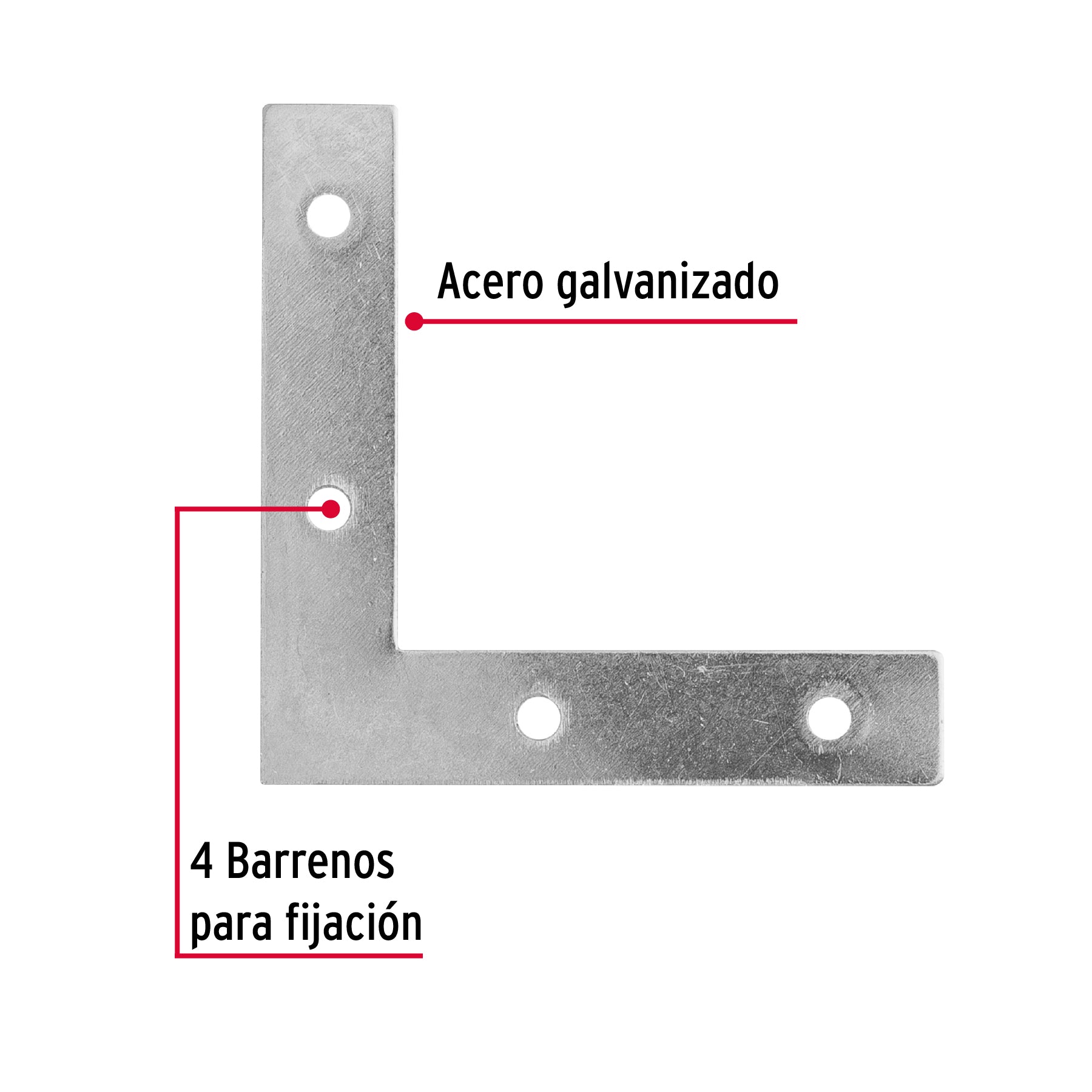 Escuadra cantonera, 3" x 3"