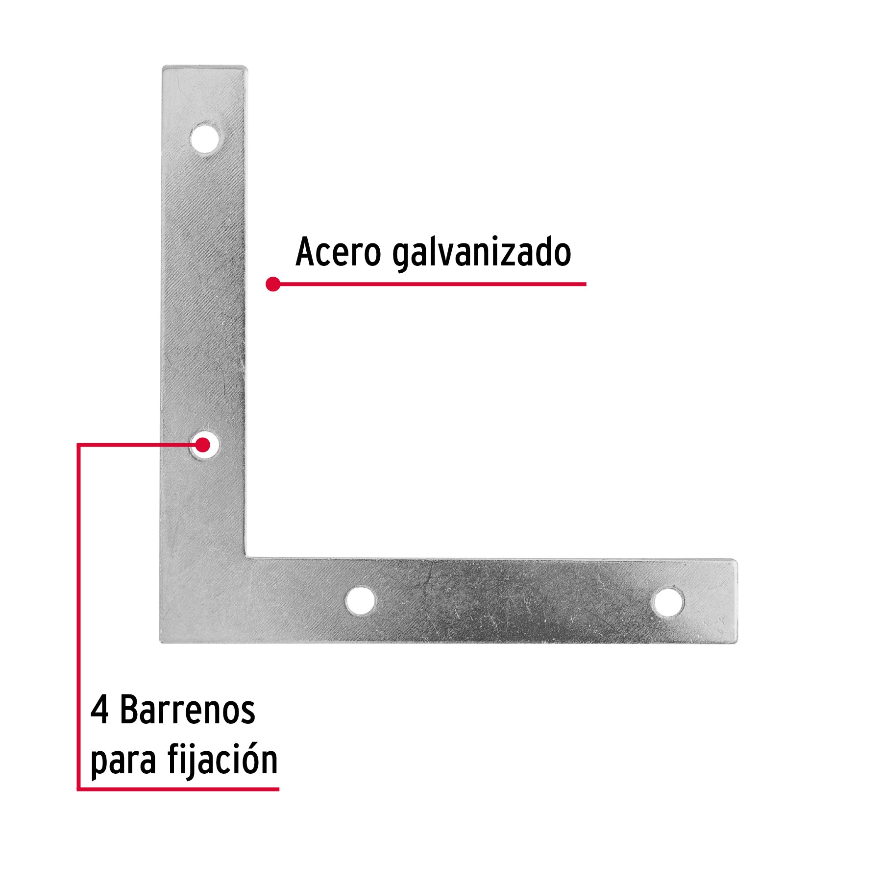 Escuadra cantonera, 4" x 4"