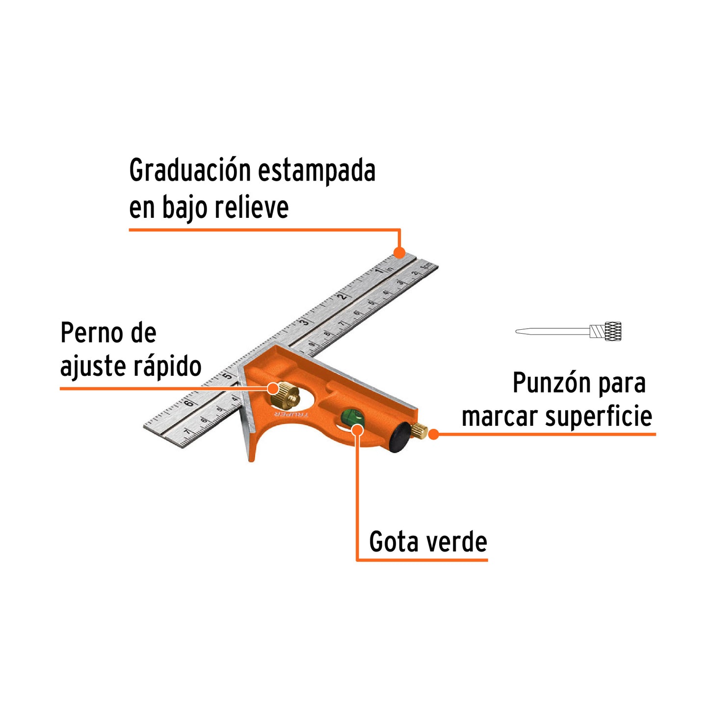 Escuadra de combinación, 6"