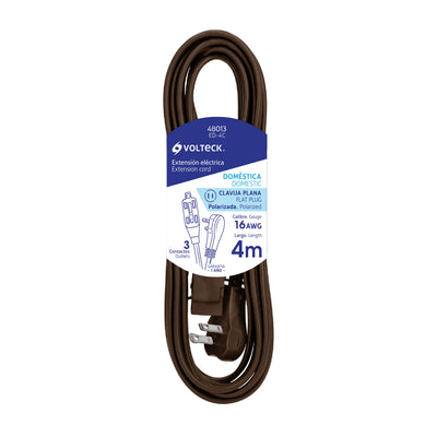 Extensión eléctrica doméstica, 4 m, café, Volteck