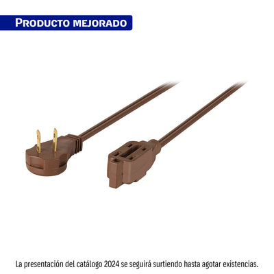 Extensión eléctrica doméstica, 6 m, café, Volteck