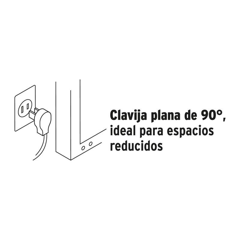 Extensión doméstica aterrizada 2 m blanca con clavija plana