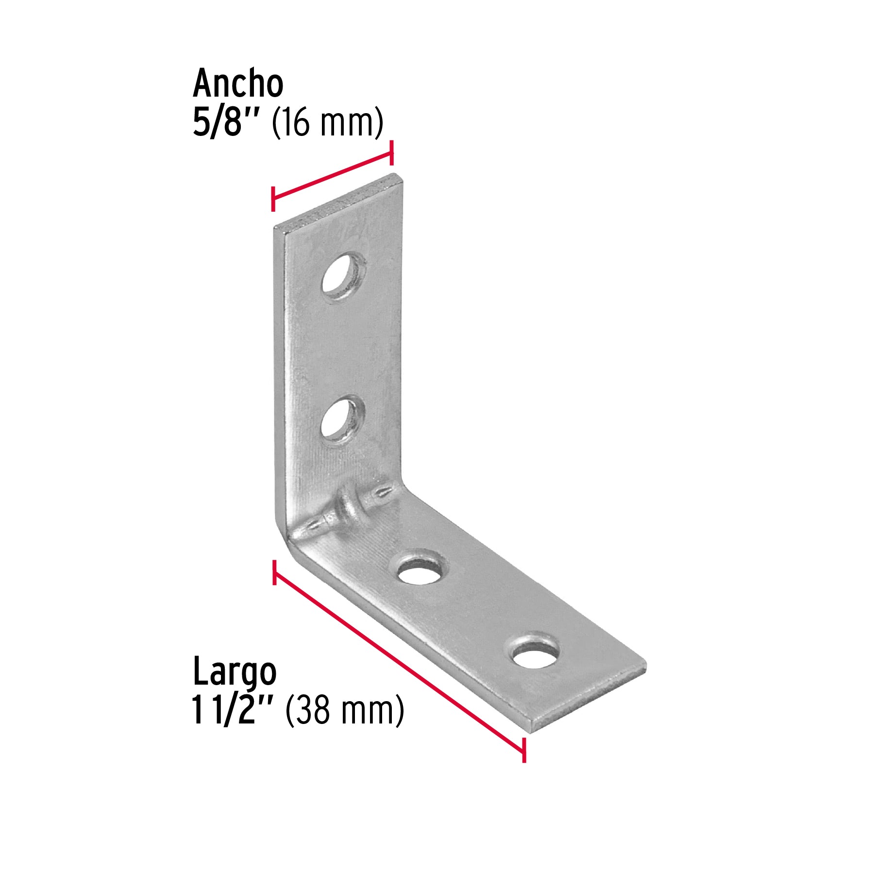 Escuadra esquinera, 1-1/2" x 1-1/2"