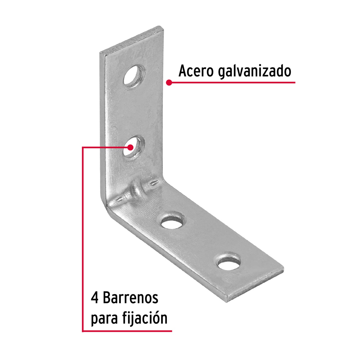 Escuadra esquinera, 1-1/2" x 1-1/2"