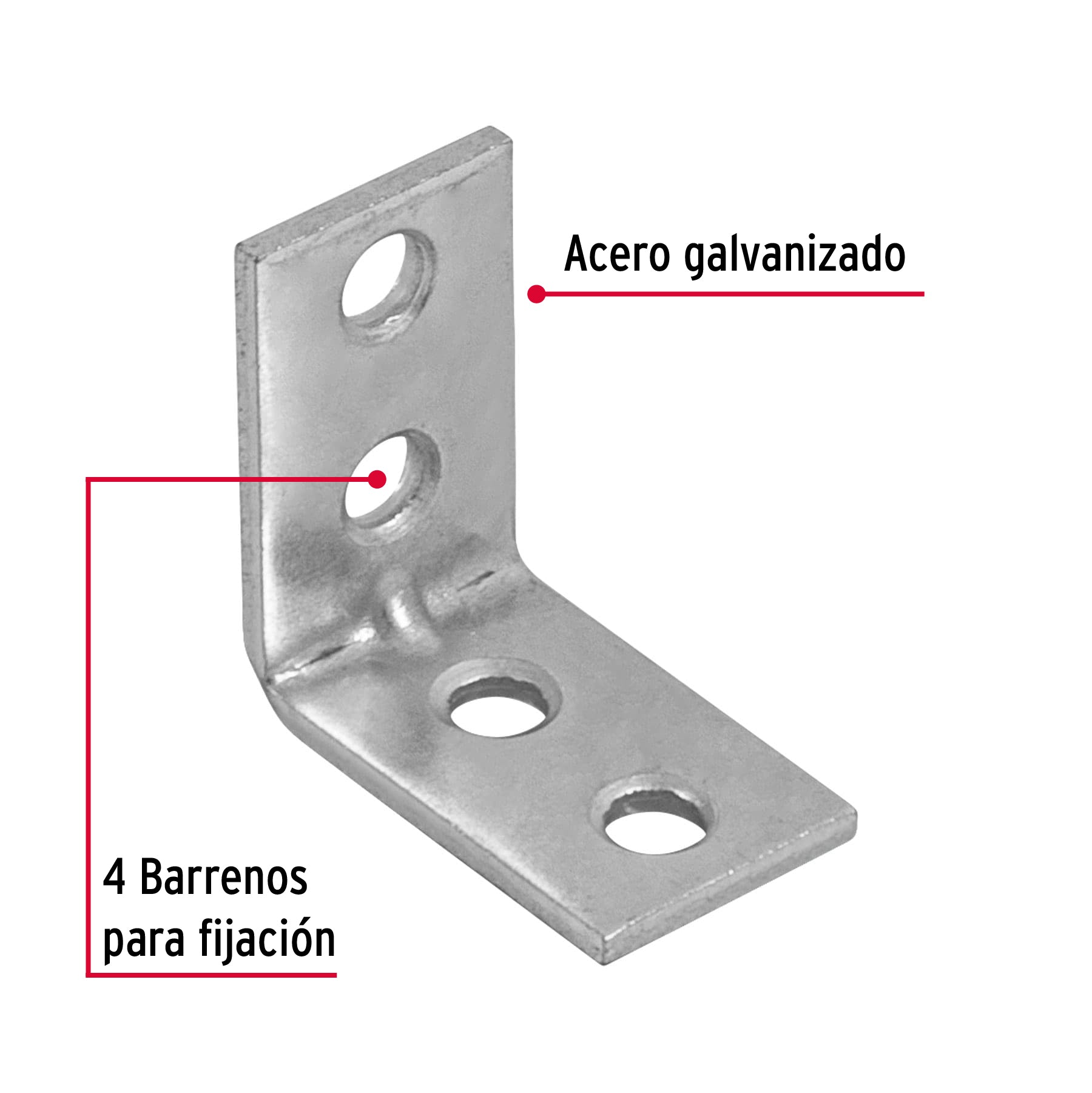 Escuadra esquinera, 1" x 1"