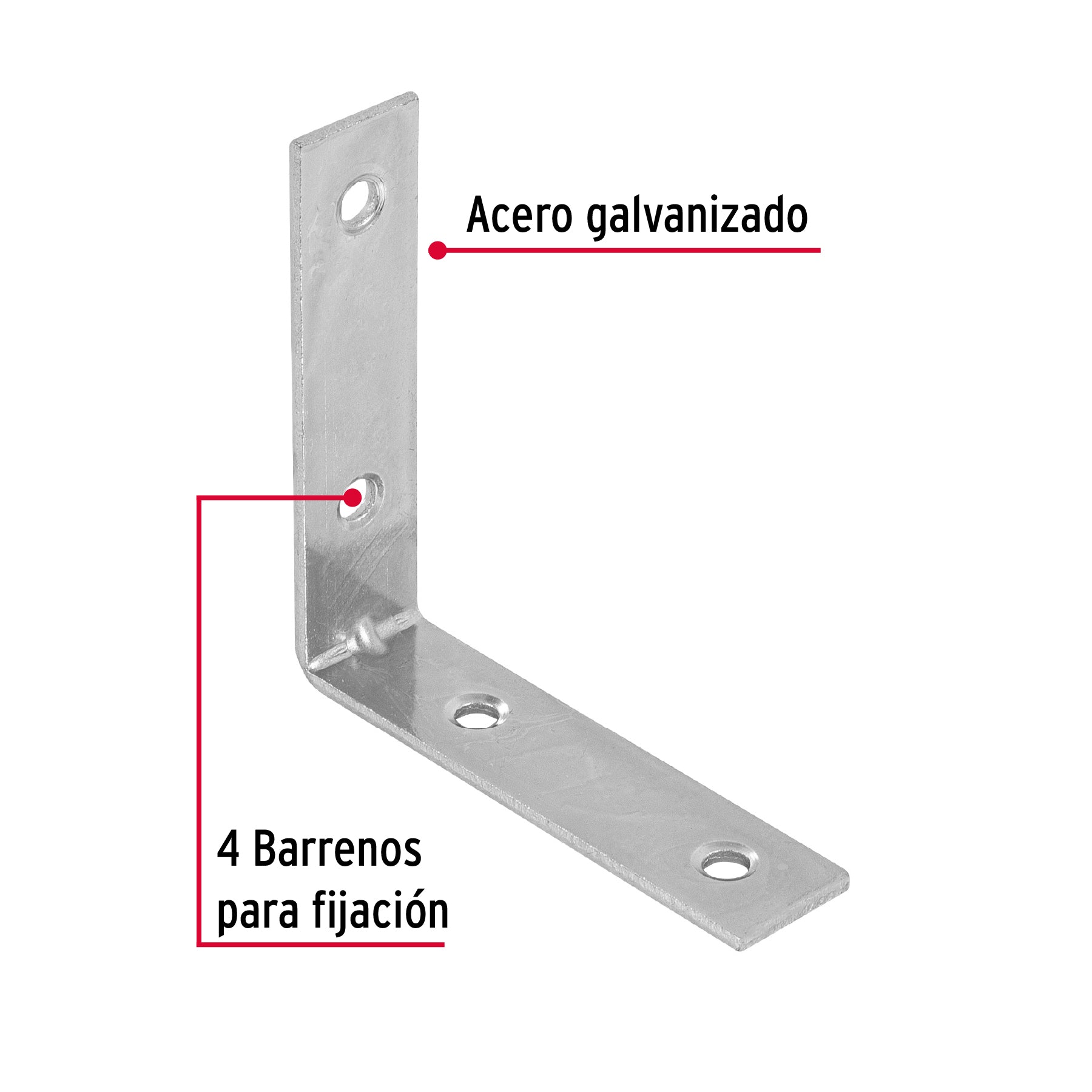 Escuadra esquinera, 2-1/2" x 2-1/2"