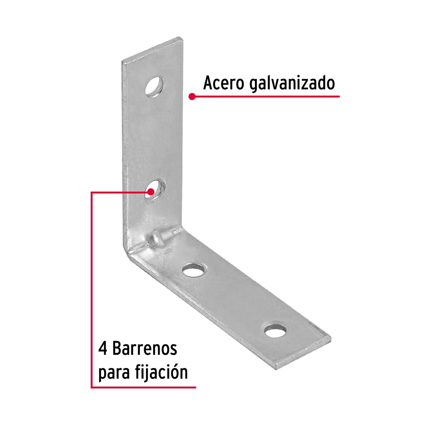 Escuadra esquinera, 2" x 2"
