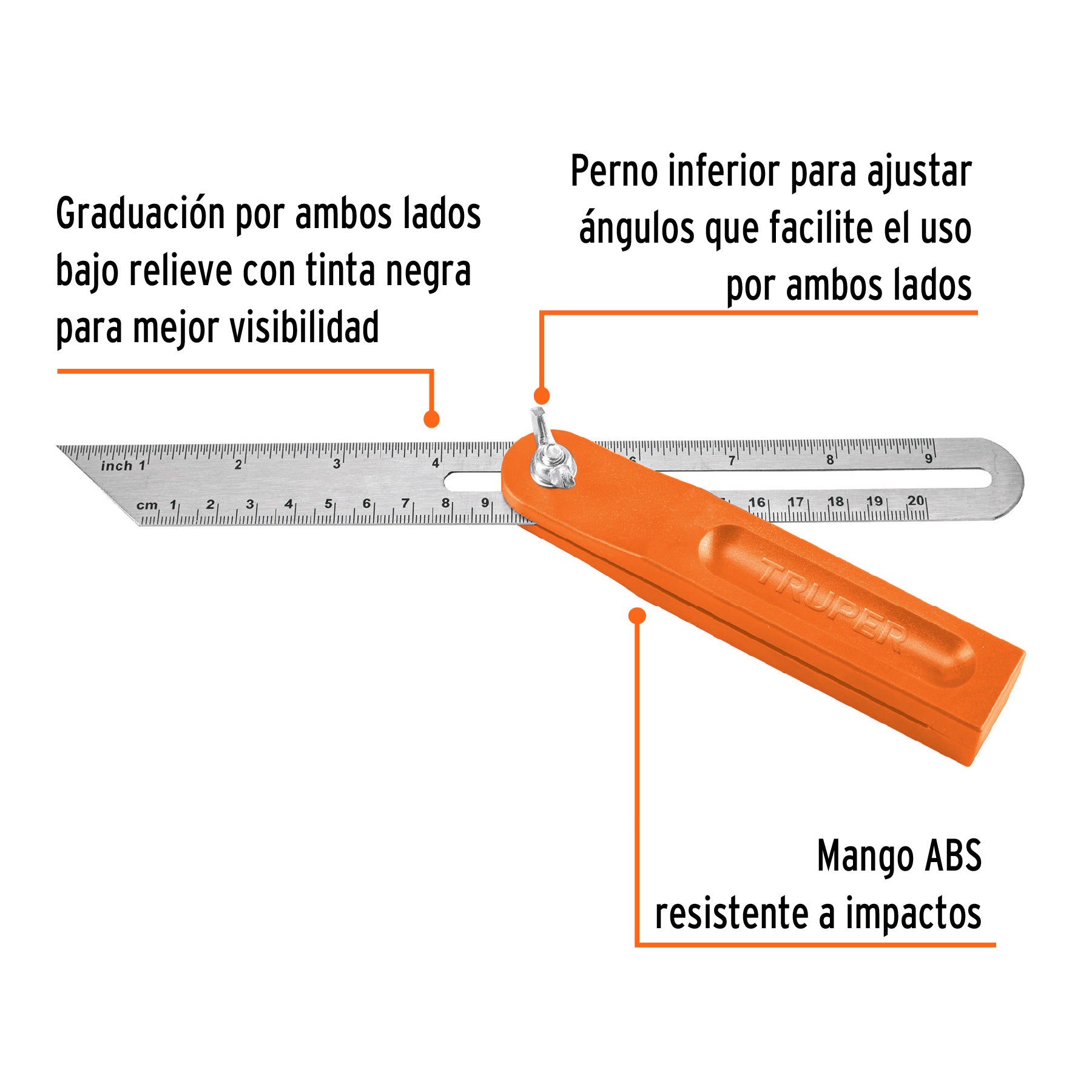 Escuadra falsa, mango de plástico, 8"