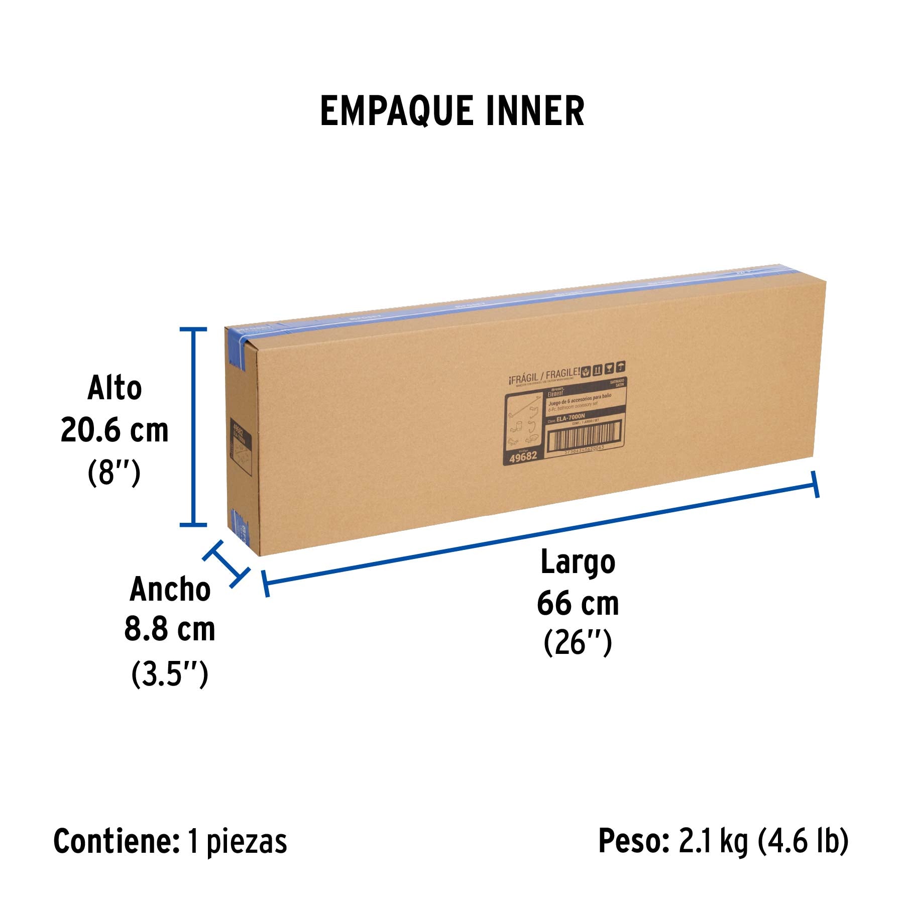 Juego de accesorios para baño, 6 piezas, satinado, Element