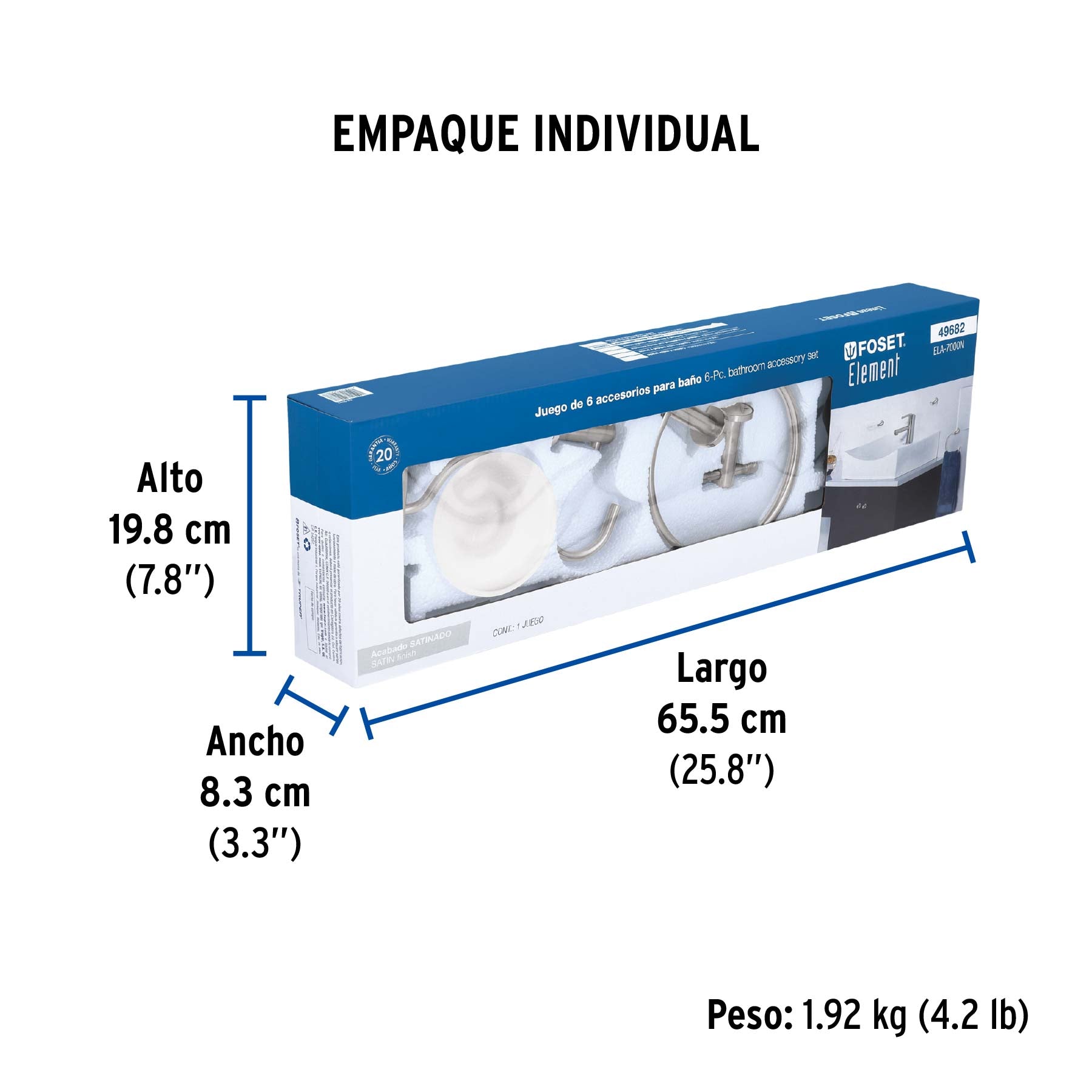 Juego de accesorios para baño, 6 piezas, satinado, Element