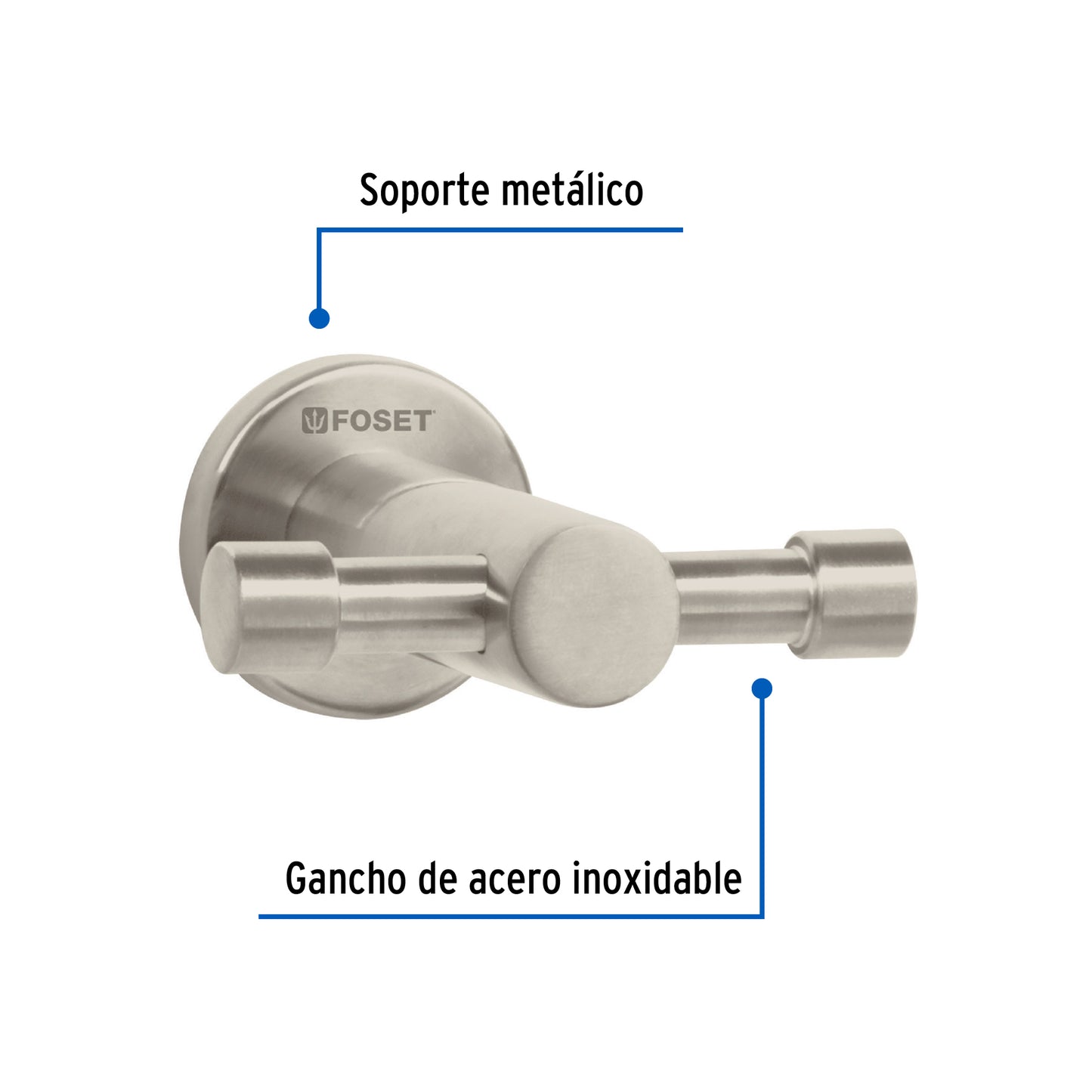 Gancho doble satinado para toalla línea Element