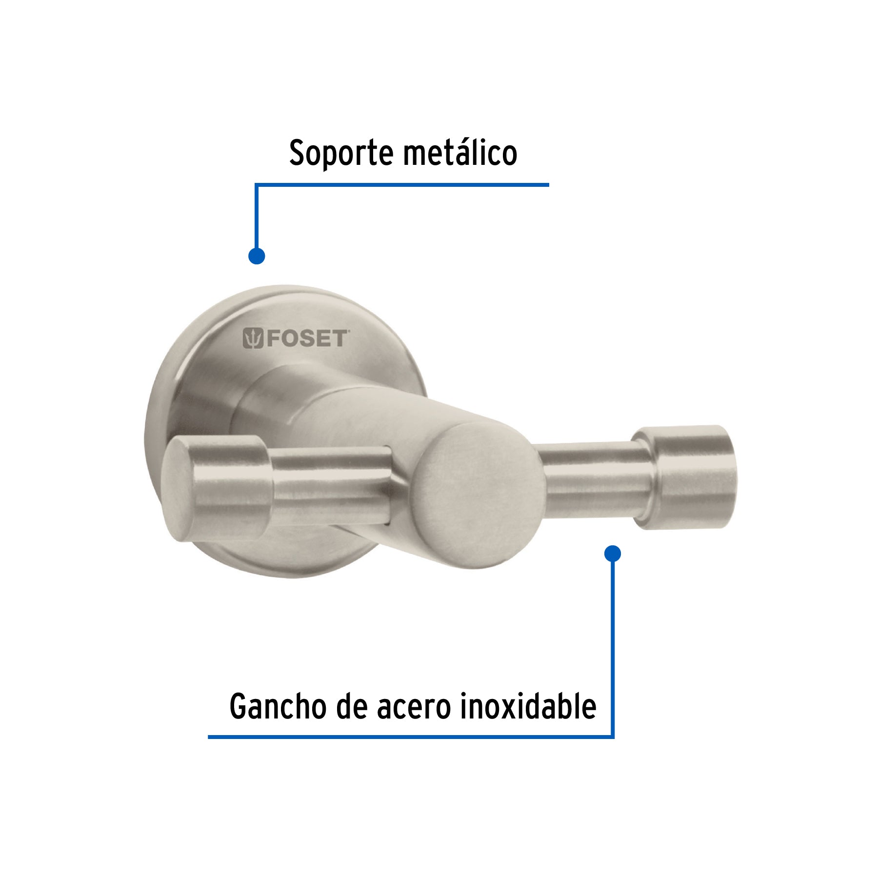 Gancho doble satinado para toalla línea Element
