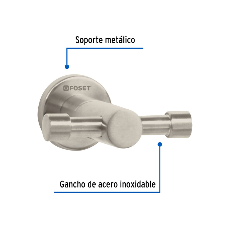 Gancho doble satinado para toalla línea Element