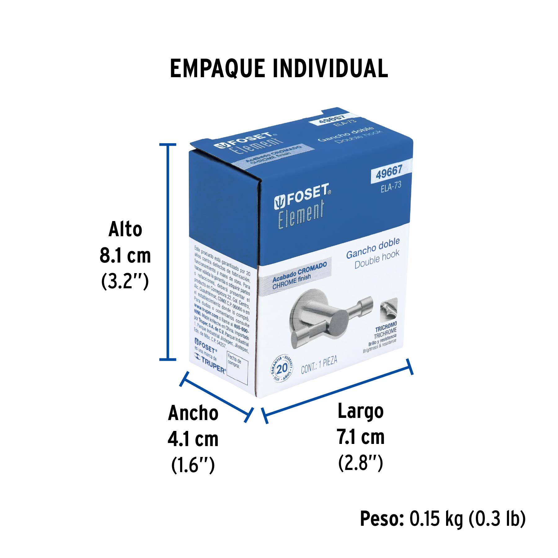 Gancho doble para toalla línea Element