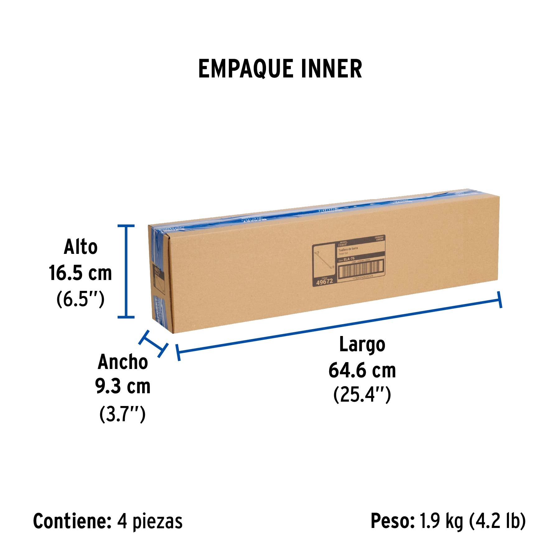 Toallero de barra, cromado, línea Element