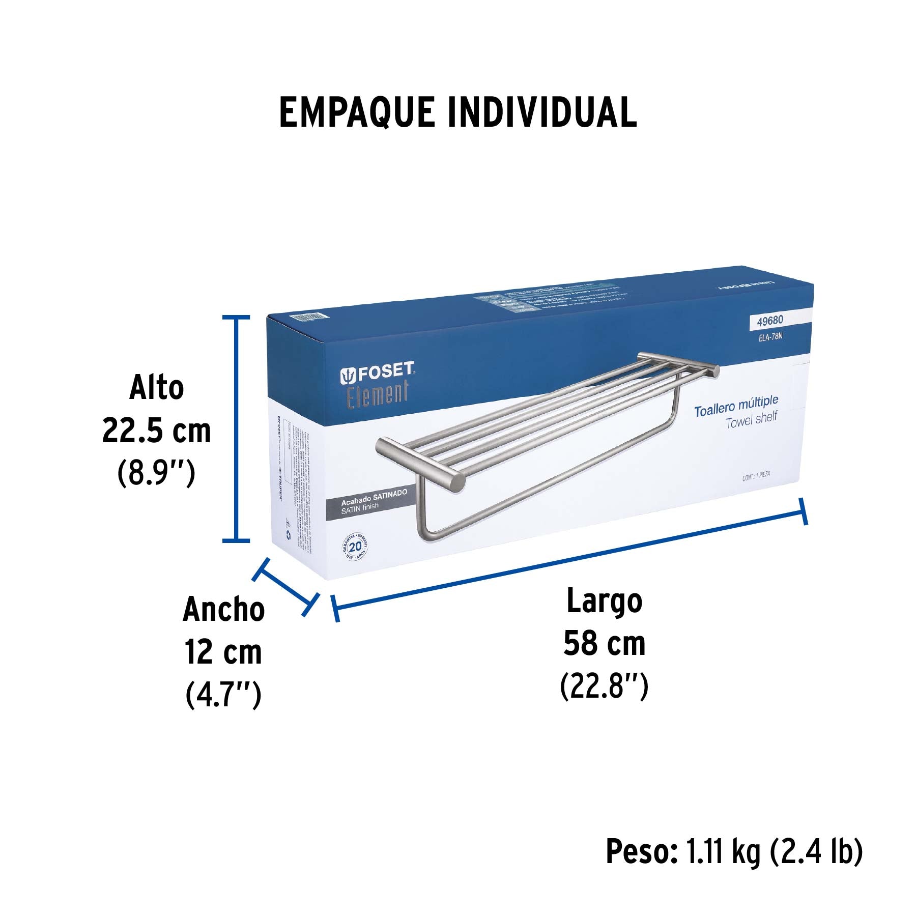 Toallero repisas portatoalla, satinado, línea Element
