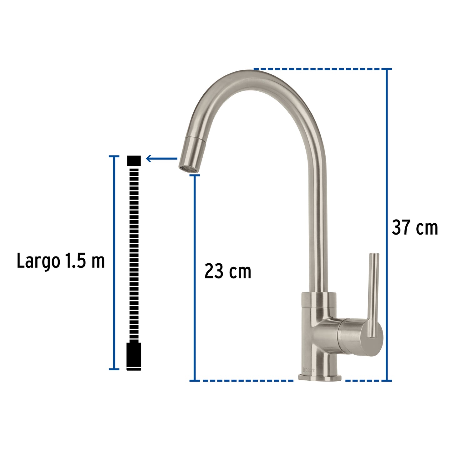 Mezcladora para fregadero, manguera extraible, satín,Element