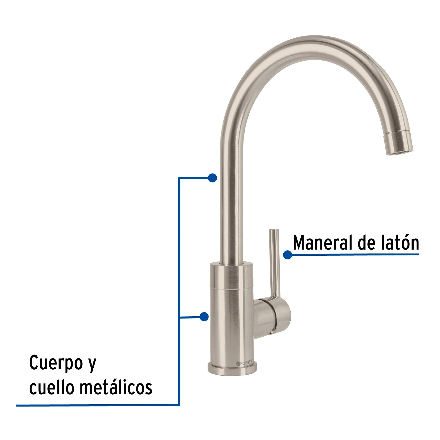 Monomando para fregadero, cuello alto, satín, Element