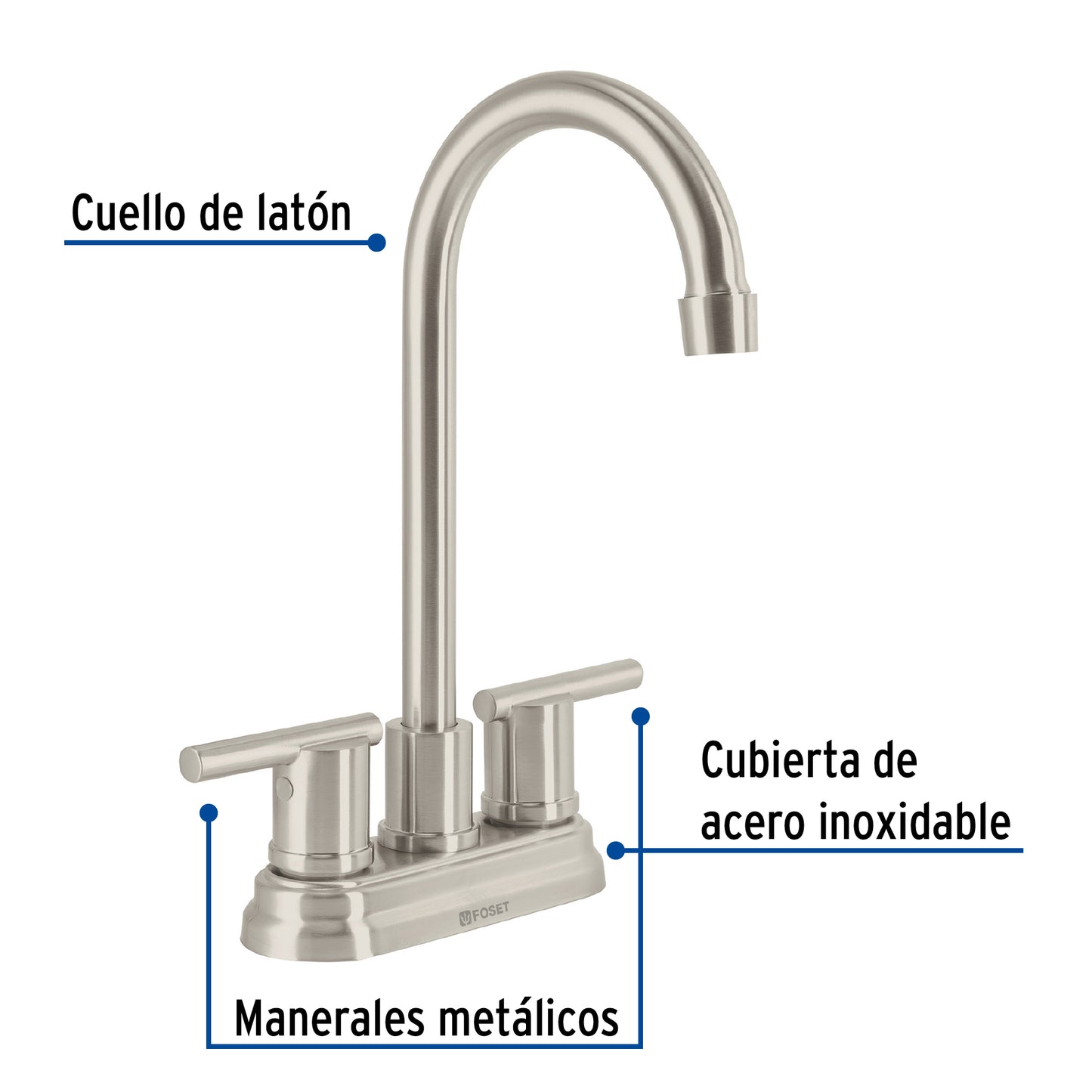 Mezcladora para lavabo de 4", tipo bar, satín, Element
