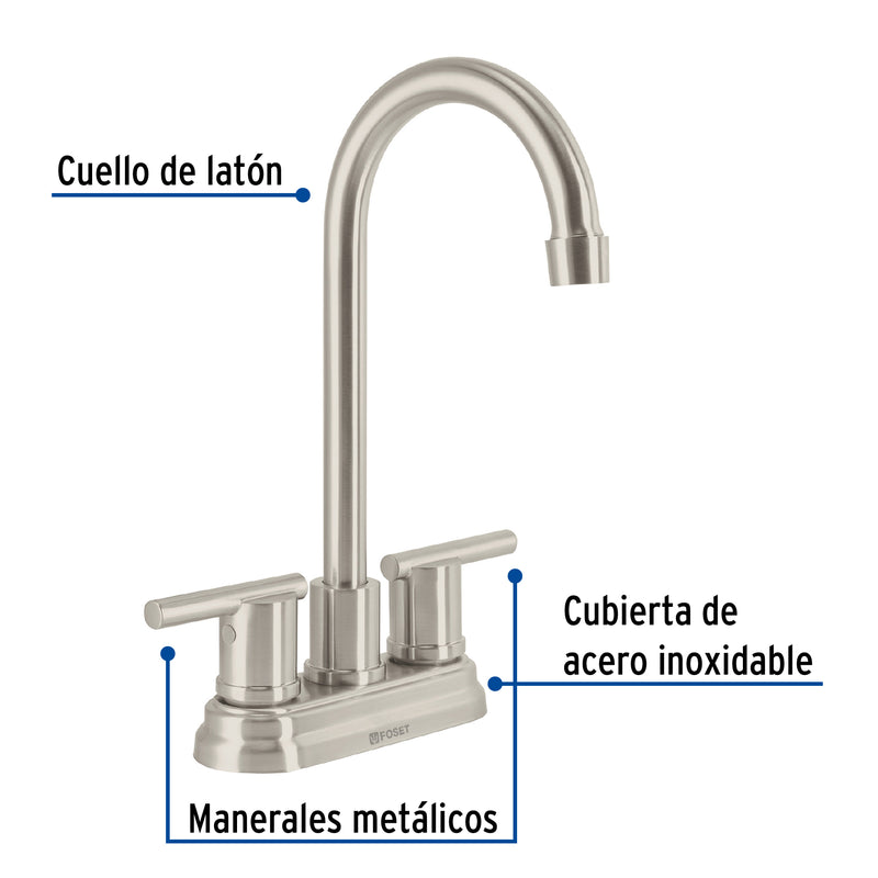 Mezcladora para lavabo de 4", tipo bar, satín, Element