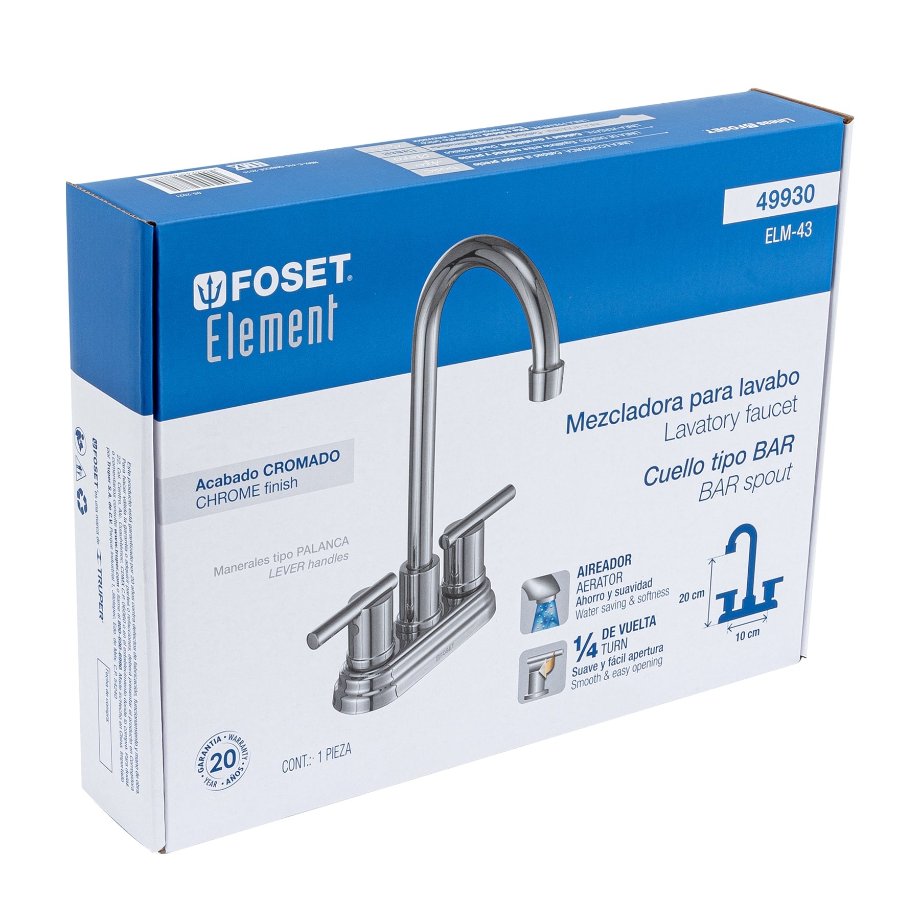 Mezcladora para lavabo de 4", tipo bar, Element