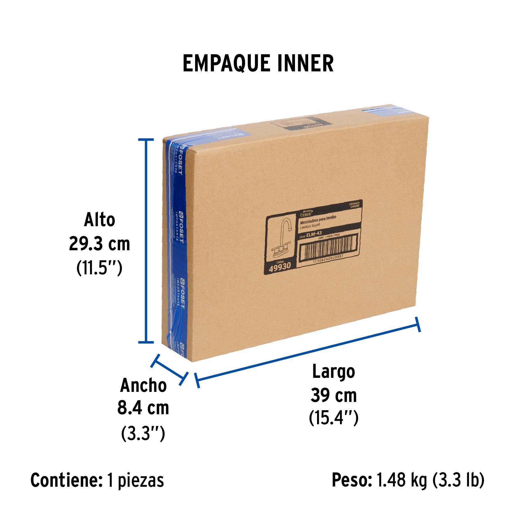 Mezcladora para lavabo de 4", tipo bar, Element