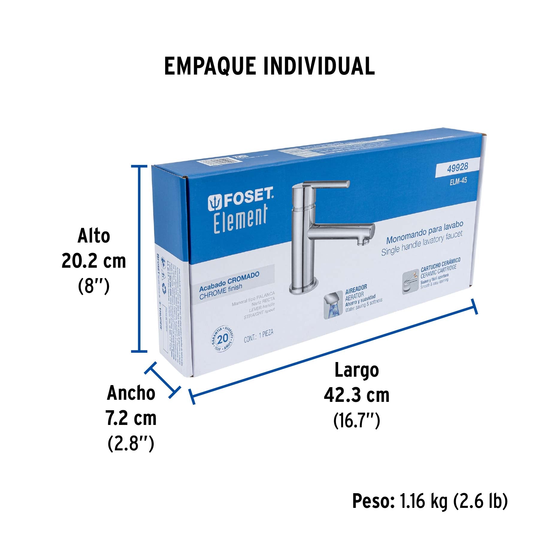 Monomando corto para lavabo, Element