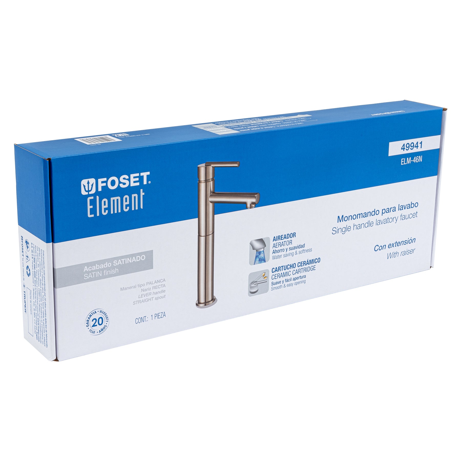 Monomando alto para lavabo, satin, Element