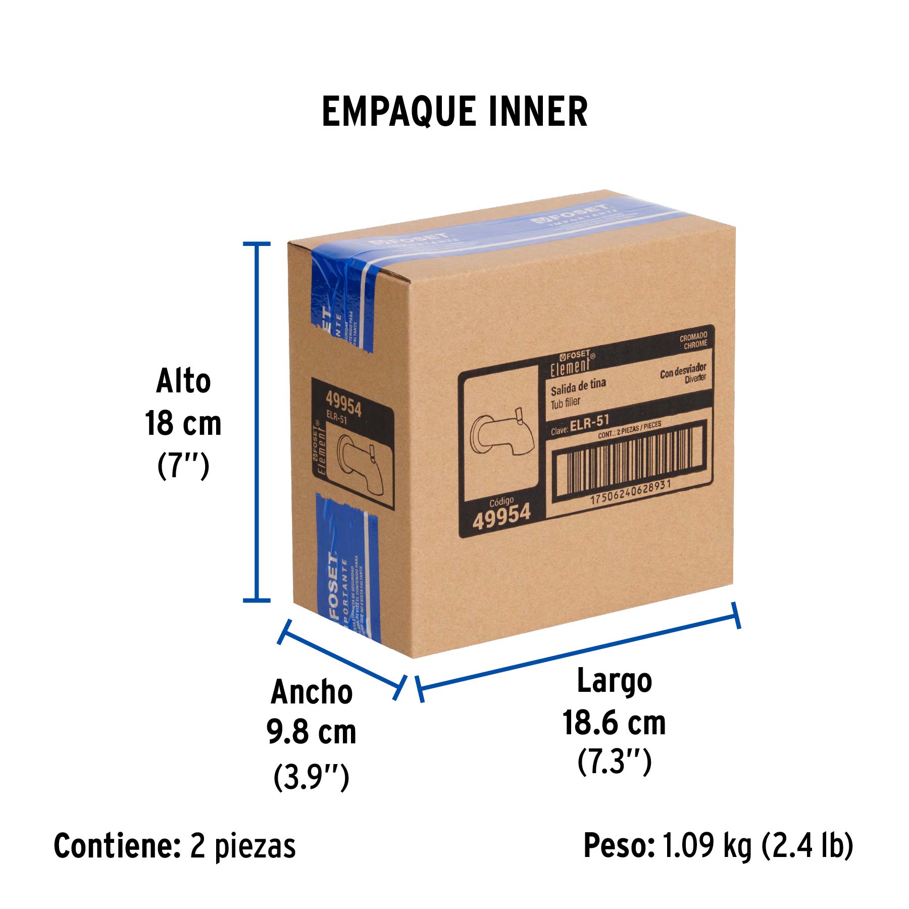 Salida de tina con desviador, Element