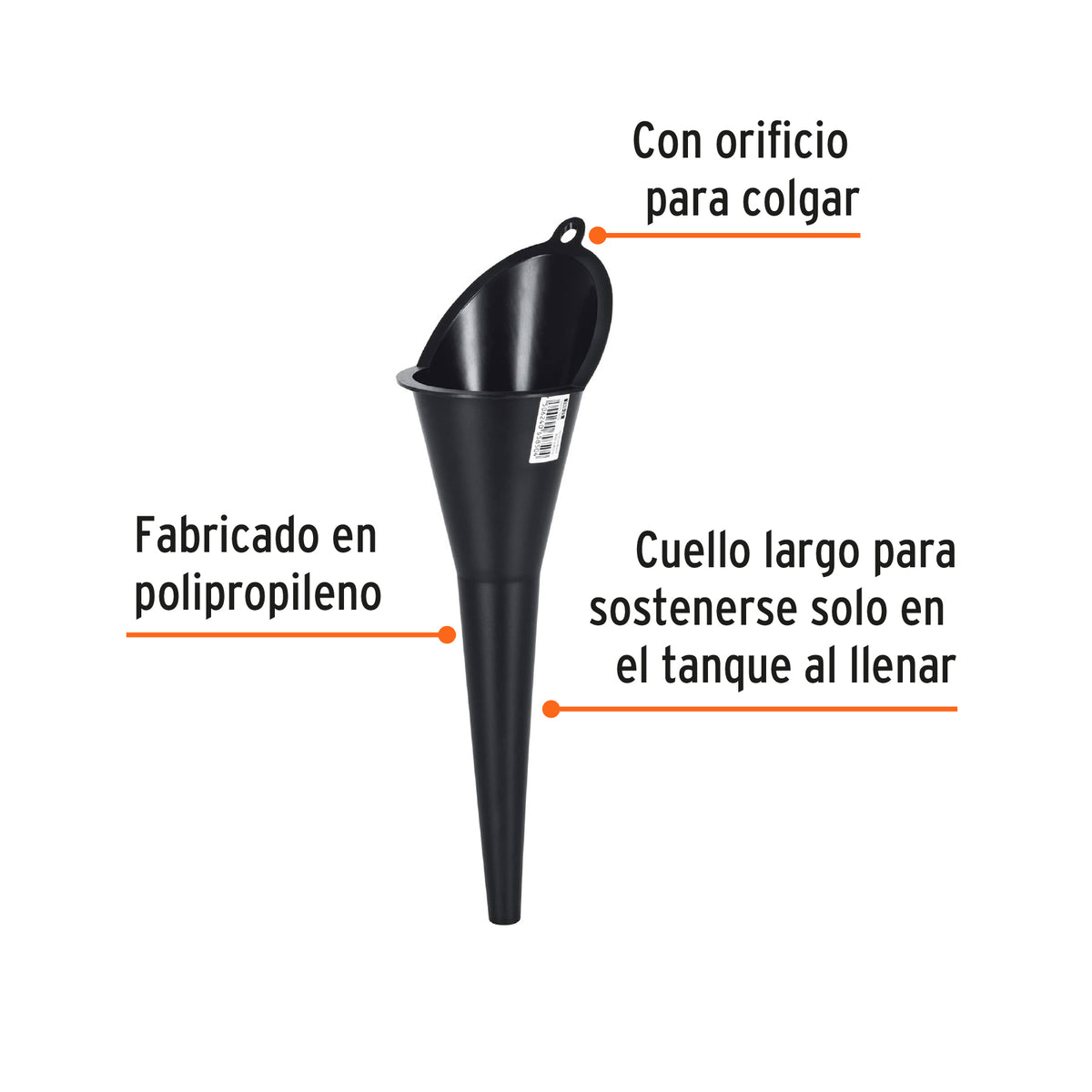 Embudo plástico 250 ml cuello rigido