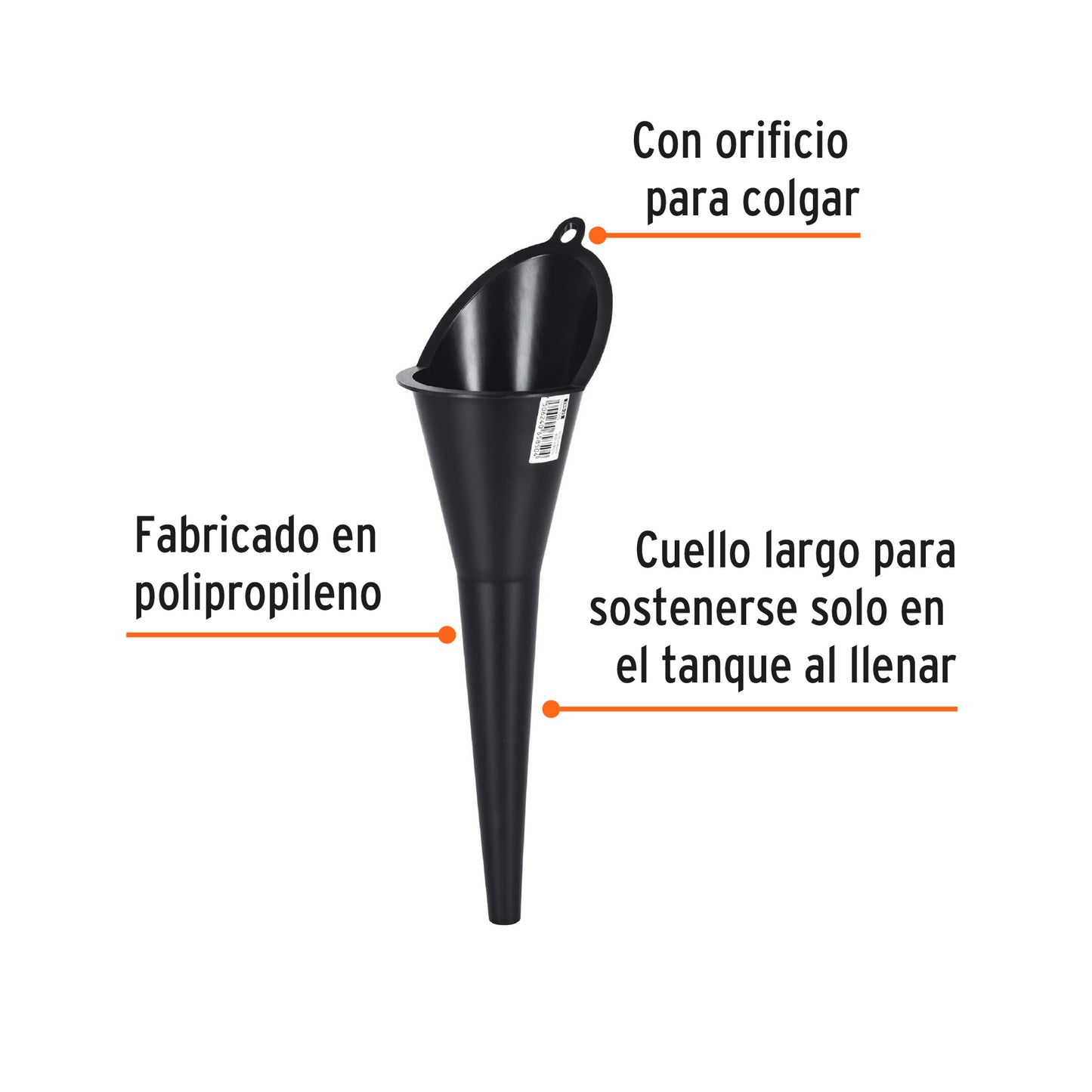 Embudo plástico 250 ml cuello rigido