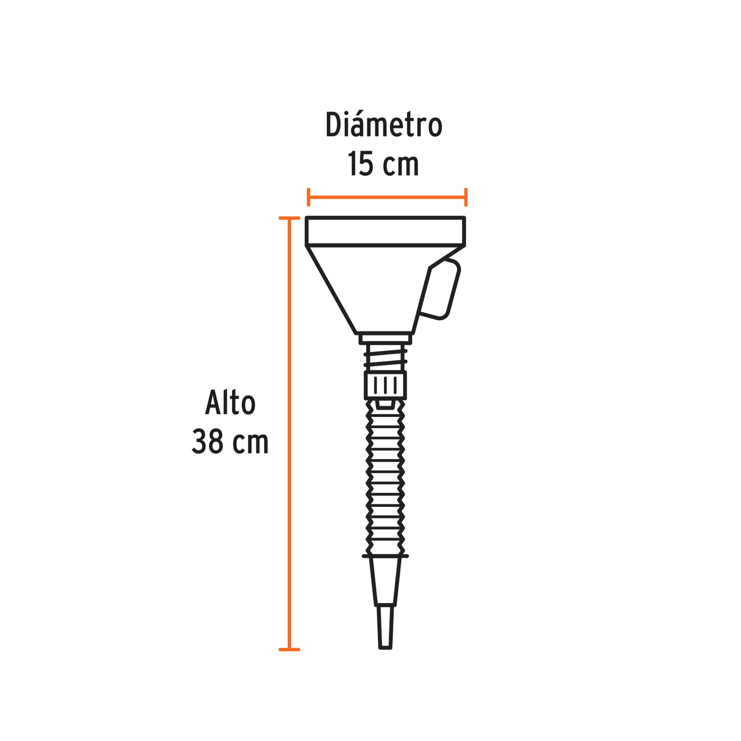 Embudo plástico flexible con filtro 500 ml