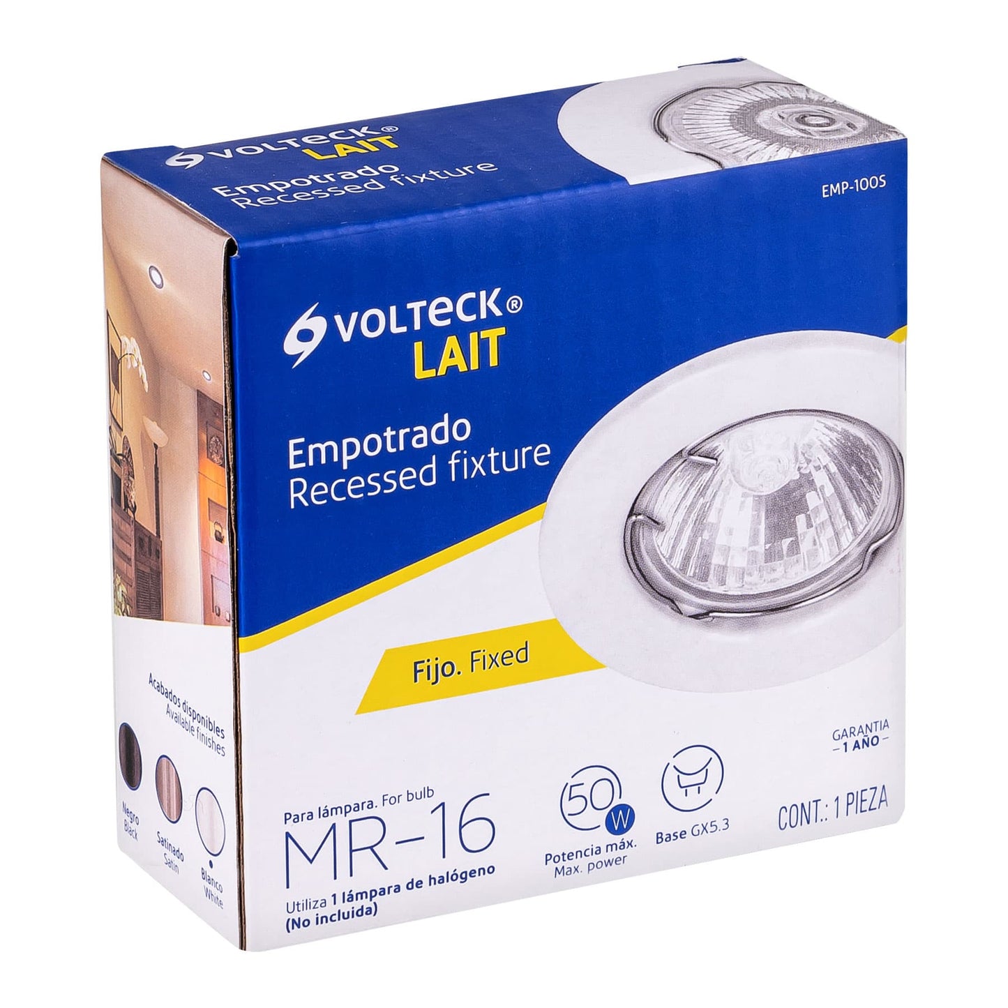 Empotrado, fijo, blanco para MR16