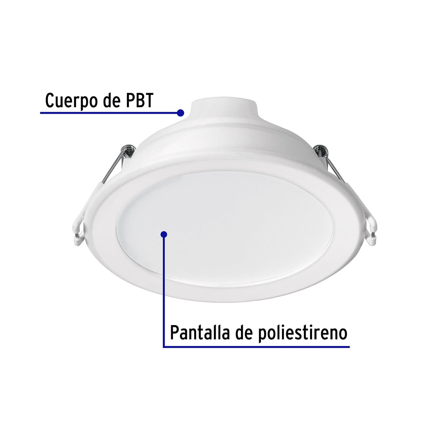 Luminario LED empotrado redondo, 7W, 6500K, Basic